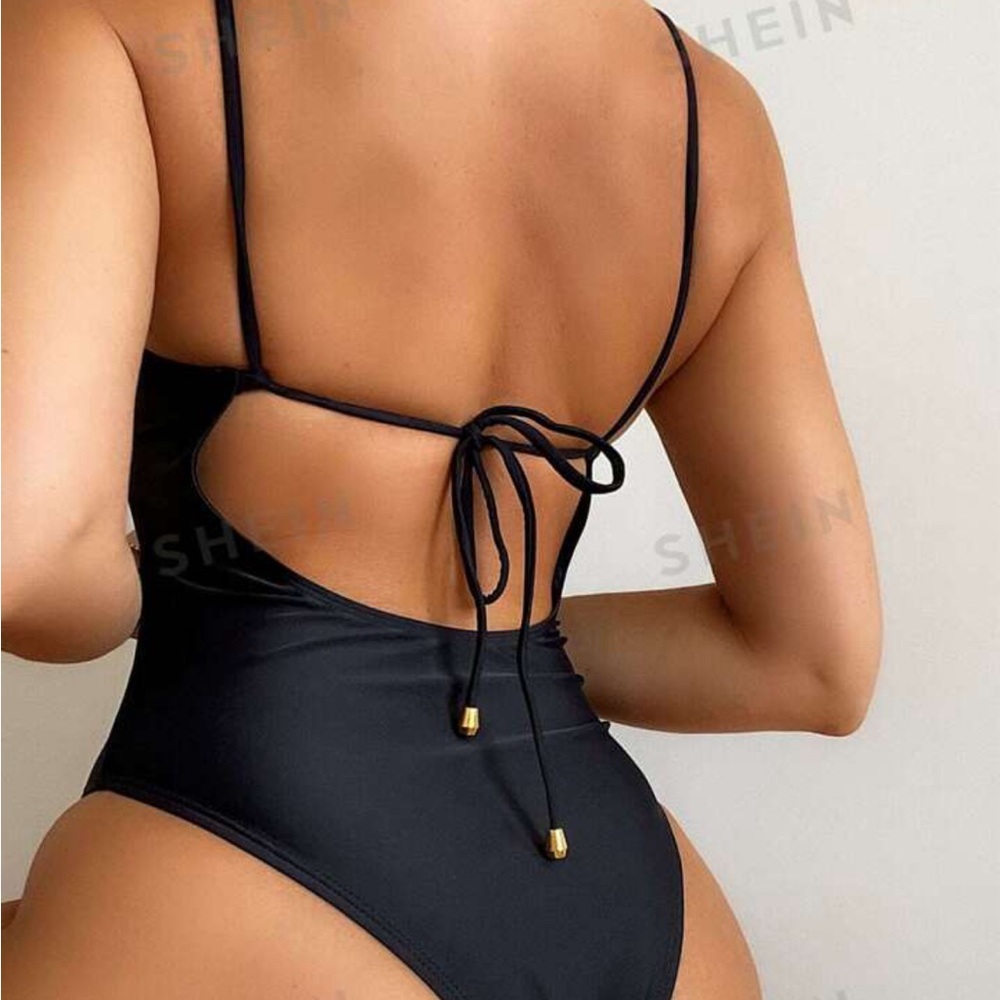 Black SHEIN One Piece Bathing Suit NWT
